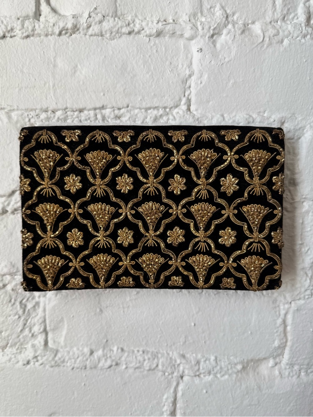 Vintage Black & Gold Embroidered Clutch